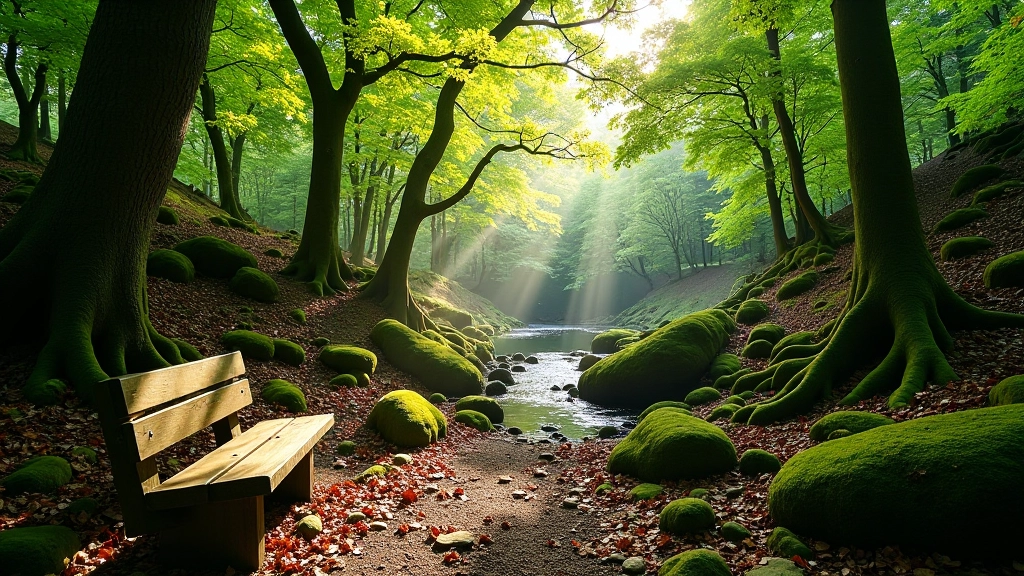 Peaceful rest spot in woodland clearing